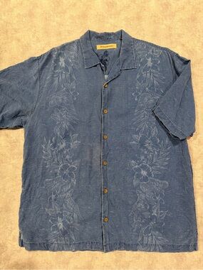 Tommy Bahama Indigo Blue Floral Camp Shirt